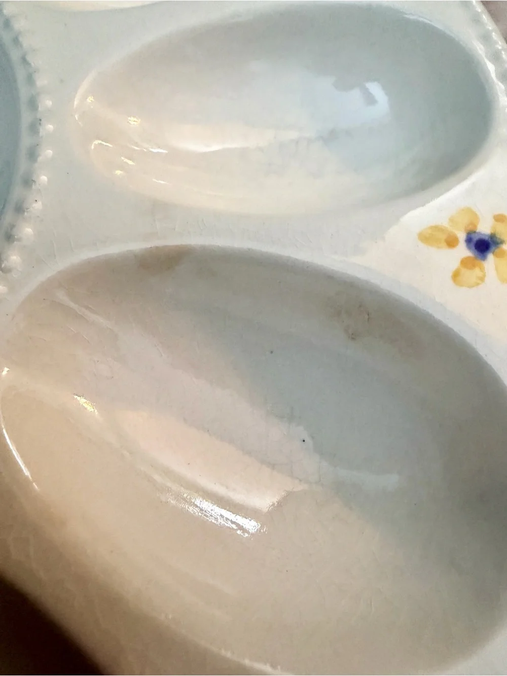 Vintage Golden Crown/Secla Hand-Painted Ceramic Floral Egg Serving Platter